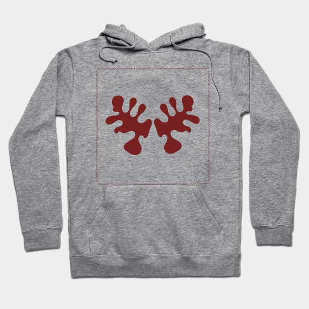 Dark Red Abstract Design with Stitched Edge Hoodie by Sikidesigns